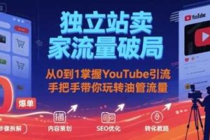 独立站卖家流量破局：从0到1掌握YouTube引流，手把手带你玩转油管流量