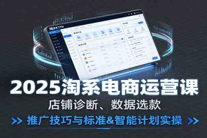 2025淘系电商运营课：店铺诊断、数据选款，推广技巧与标准&智能计划实操