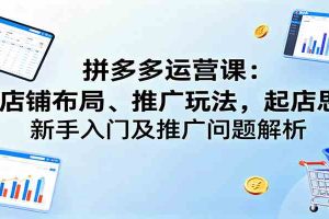 拼多多运营课：含店铺布局、推广玩法，起店思路，新手入门及推广问题解析