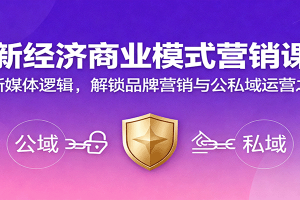 新经济商业模式营销课，握新媒体逻辑，解锁品牌营销与公私域运营之道