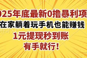 （16419期）2025年底最新0撸暴利项目，在家也能躺赚，1元秒提现，有手就行！