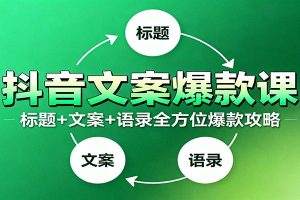 抖音文案爆款课:9大标题绝招,各类型必火文案,100条万能文案情感语录