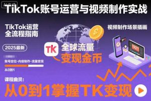 2025最新TikTok账号运营与视频制作实战全流程,从0到1掌握TK变现(含11月最新TK搬运技术)