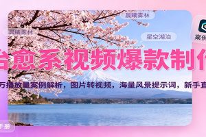 治愈系视频爆款制作,700万播放量案例解析,图片转视频,海量风景提示词,新手直接用