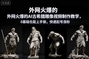 外网火爆的AI古希腊雕像视频制作教学，0基础也能上手做，快速起号涨粉