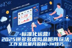 标准化运营!2025拼多多虚拟品矩阵玩法,工作室批量月盈利1-3W技巧【揭秘】