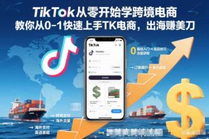 TikTok从零开始学跨境电商,教你从0-1快速上手TK电商,出海賺美刀