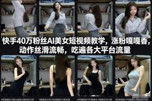 快手40万粉丝博主AI美女短视频教学,涨粉嘎嘎香,动作丝滑流畅,吃遍各大平台流量
