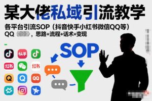 某大佬私域引流教学，各平台引流SOP（抖音快手小红书微信QQ等），思路+流程+话术+变现