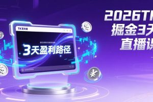（17147期）2026TK掘金直播课，起号涨粉+直播带货+商单变现+3天打通盈利路径，月入过万美金
