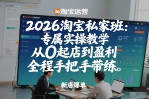 2026淘宝私家班:专属实操教学,从0起店到盈利,全程手把手带练