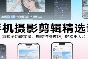 手机摄影剪辑精选课:剪映全功能实操、爆款拍摄技巧,轻松出大片