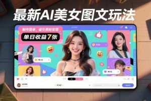 最新AI美女图文玩法，制作简单，吸引男粉变现，单天收益7张