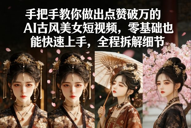 手把手教你做出点赞破万的AI古风美女短视频,零基础也能快速上手,全程拆解细节