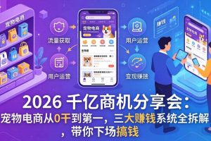 (17726期)2026 千亿商机分享会:宠物电商从0干到第一,三大赚钱系统全拆解,带你下场搞钱