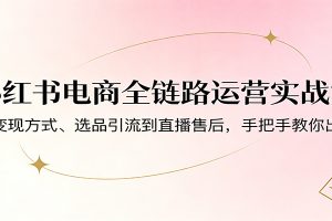 小红书电商全链路运营实战课：从变现方式、选品引流到直播售后，手把手教你出单