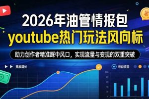 2026年油管情报包，youtube热门玩法风向标，助力创作者精准踩中风口，实现流量与变现的双重突破（更新0330）
