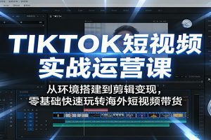 TIKTOK短视频实战运营课:从环境搭建到剪辑变现,零基础快速玩转海外短视频带货