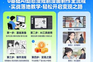 0基础AI动态漫短剧漫画制作全流程，实战落地教学，轻松开启变现之路