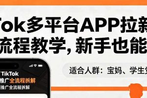 TikTok多平台APP拉新，完整流程教学，新手也能上手，轻松出海搞美金