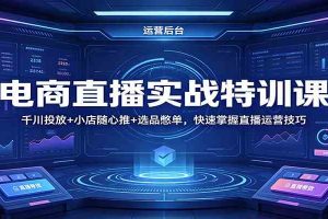 电商直播实战特训课：千川投放+小店随心推+选品憋单，快速掌握直播运营技巧