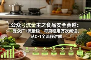 公众号流量主之食品安全赛道，受众广+流量稳，每篇作品稳定万次阅读，从0-1全流程讲解
