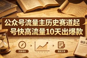 公众号流量主之历史赛道，起号快+高流量，10天就能出爆款！