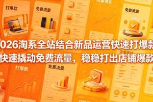 2026淘系全站结合新品运营快速打爆款,快速撬动免费流量,稳稳打出店铺爆款(更新5月12日)