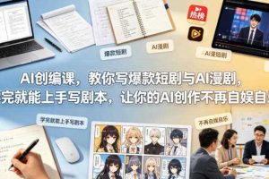 AI创编课，教你写爆款短剧与AI漫剧，学完就能上手写剧本，让你的AI创作不再自娱自乐