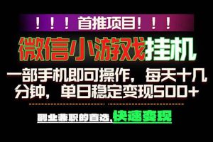 (18570期)微信小游戏挂机,一部手机就能做,轻松日入500+,副业兼职的首选!