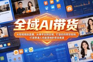 全域AI带货,从短视频到直播,从单平台到全域,打造你的带货矩阵,打造普通人也能落地的带货赛道
