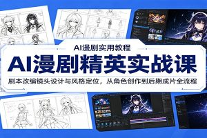 AI漫剧精英实战课:剧本改编镜头设计与风格定位,从角色创作到后期成片全流程