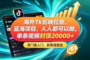 海外TK剪映拉新蓝海赛道!零门槛普通人可上手,单条视频收益上限2W+