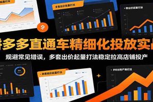 拼多多直通车精细化投放实战:规避常见错误,多套出价起量打法稳定拉高店铺投产