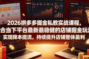 2026拼多多掘金私教实战课程,整合当下平台最新最稳健的店铺掘金玩法,实现降本提流,持续提升店铺整体盈利