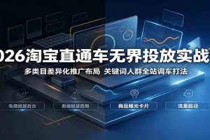 2026淘宝直通车无界投放实战课:多类目差异化推广布局,关键词人群全站调车打法