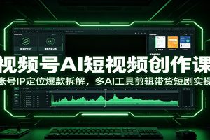 视频号AI短视频创作课:账号IP定位爆款拆解,多AI工具剪辑带货短剧实操