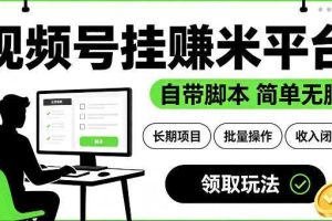 最新视频号挂G賺米平台,自带脚本,长期能做,简单无脑【揭秘】