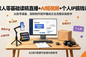 (19232期)素人零基础读稿直播+AI短视频+个人IP搞钱课,从账号准备、涨粉制作到开播成交全流程实操教学