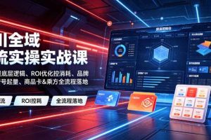 千川全域投流实操实战课|全域流量底层逻辑、ROI优化控消耗、品牌推广、新号起量、商品卡&乘方全流程落地