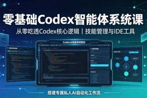 零基础Codex智能体系统课|从零吃透Codex核心逻辑、技能管理与IDE工具,搭建专属私人AI自动化工作流
