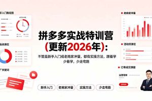 (19291期)拼多多实战特训营(更新2026年):不管是新手入门或老商家冲量,都有实操方法,跟着学,少走弯路