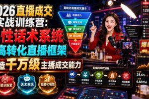 2026直播成交实战训练营：人性话术系统+高转化直播框架，打造千万级主播成交能力