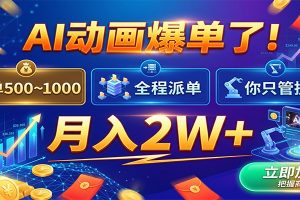 AI动画爆单了！一单500~1000，全程派单，你只管执行，月入2W+