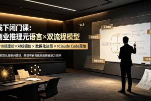 (19381期)线下闭门课:商业推理元语言×双流程模型×10倍定价×对标模仿×数据化决策×Claude Code落地,击穿认知盲区