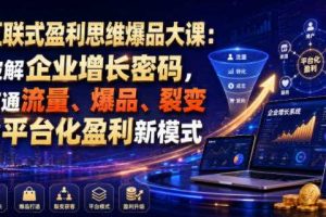 互联式盈利思维爆品大课：破解企业增长密码，打通流量、爆品、裂变与平台化盈利新模式