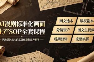 （19401期）AI漫剧标准化画面生产SOP全套课程-更新，网文选本版权剧本分镜资产全覆盖，图文生视频后期剪辑完整实操教学