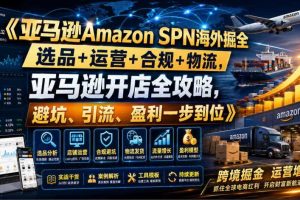 亚马逊Amazon SPN海外掘全，选品+运营+合规+物流，亚马逊开店全攻略，避坑、引流、盈利一步到位