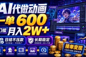 AI代做动画，一单600，0门槛月入2W+，日结不压款，长期稳定【揭秘】