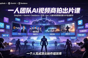 （19417期）一人团队AI视频商拍出片课：DeepSeek×Gemini×Seedance×可灵×Veo，从剧本到剪辑完整SOP实战教学